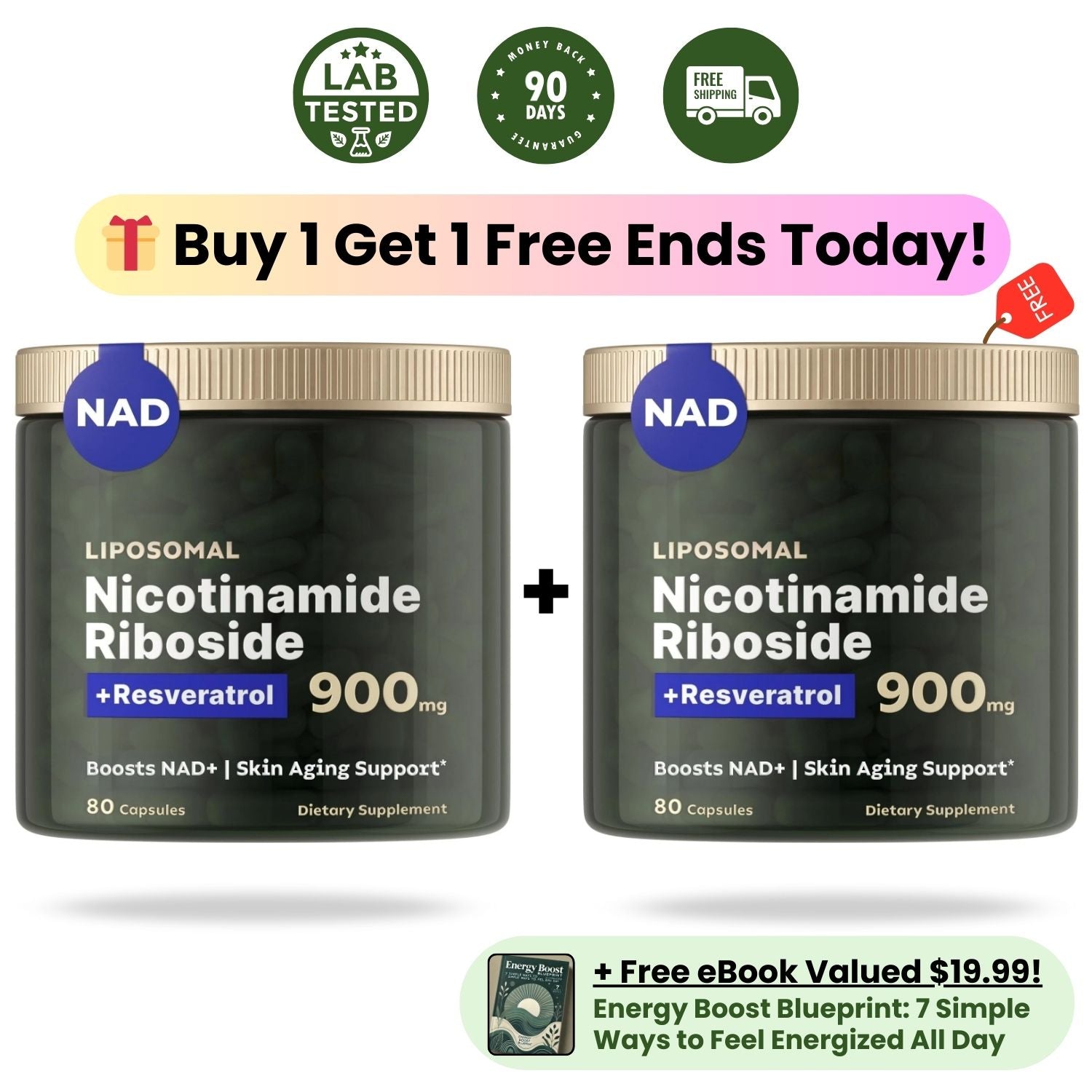 NAD+ Supplement for Skin Aging Support, Energy, and Focus